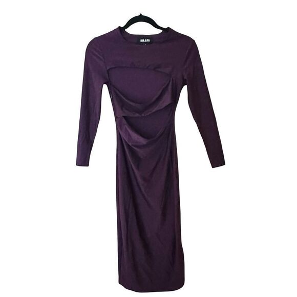 NWT SER.O.YA Kepla eggplant midi Dress cut out bodycon Retrofete Sz M - Picture 9 of 12